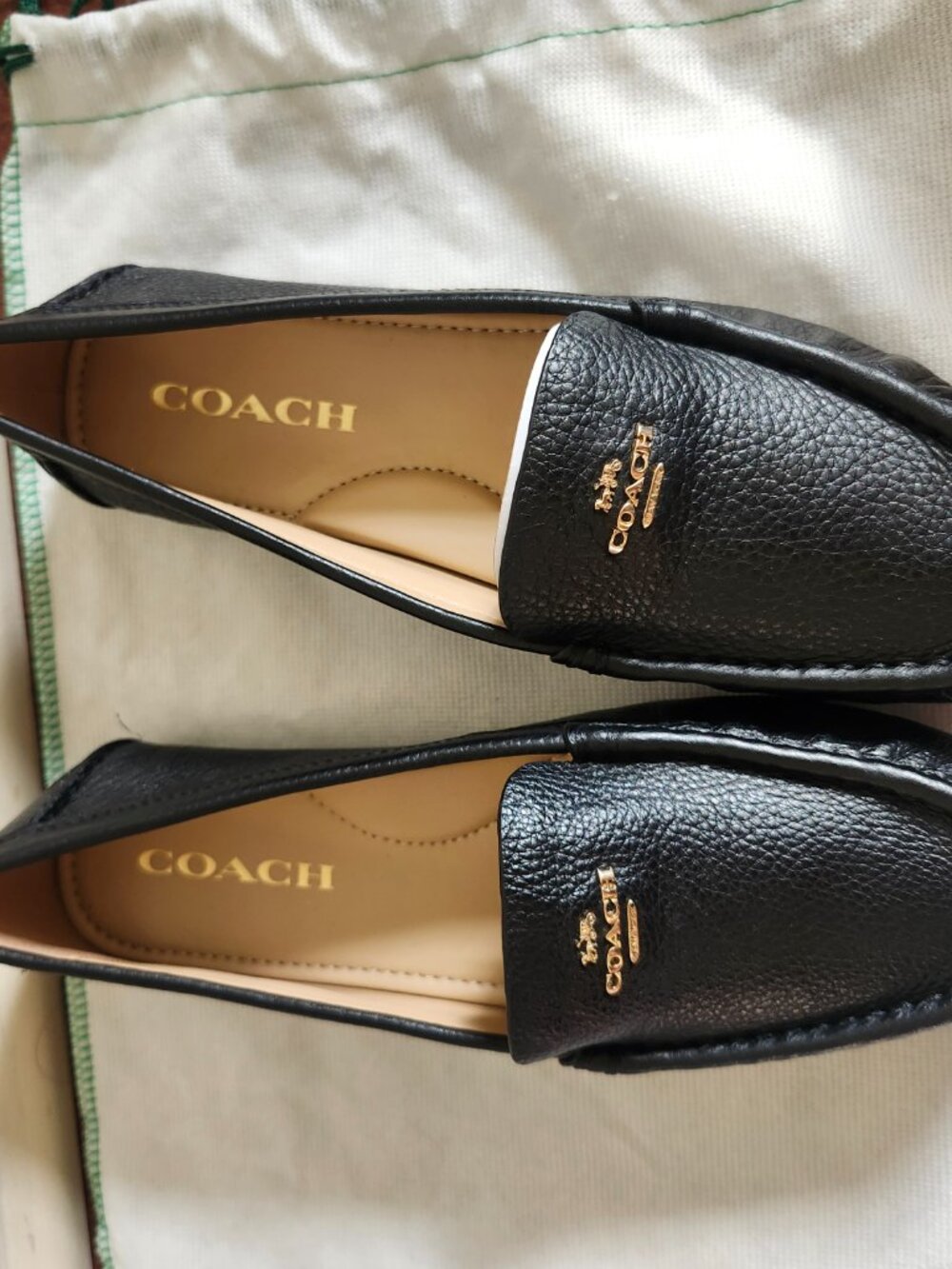 Coach Black Marley Leather Flat Size 7 B Style CC704 G4835 Women’s New WOT box - Picture 8 of 8